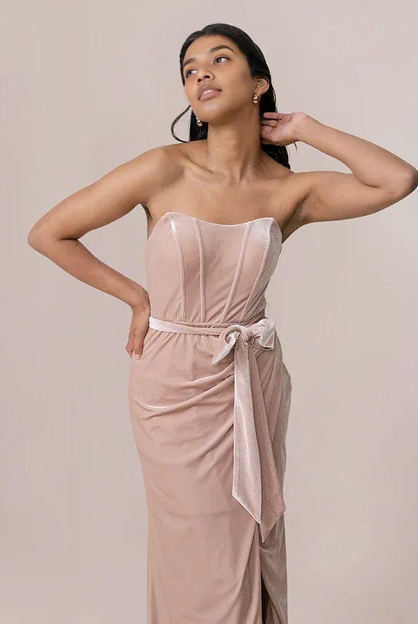 Fashion Sheath Sweetheart Neck Sleeveless Velvet Floor-Length Prom Dress