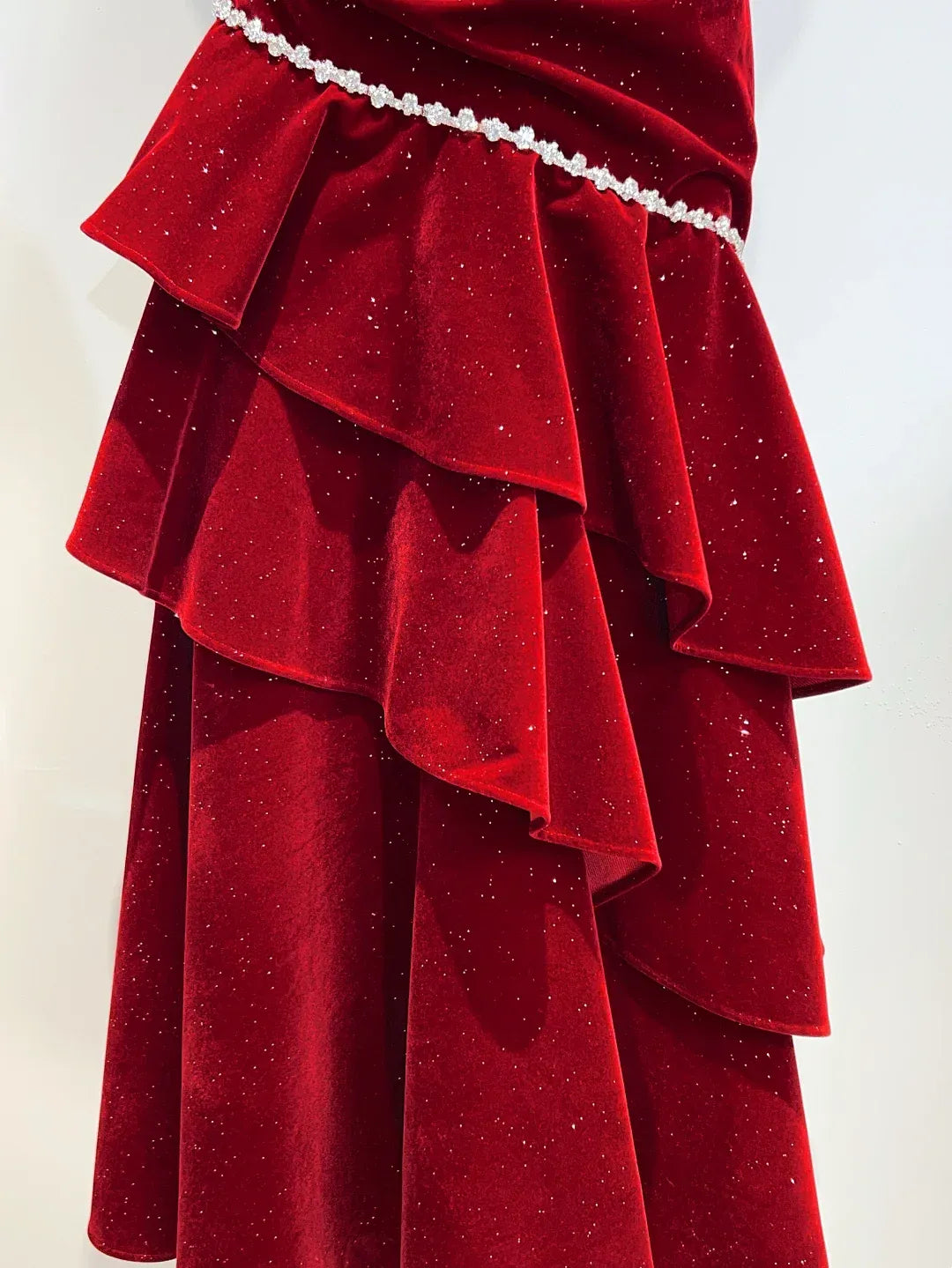 Fashion Strapless Sleeveless Sheath Crystal Velvet Floor-Length Prom Dress