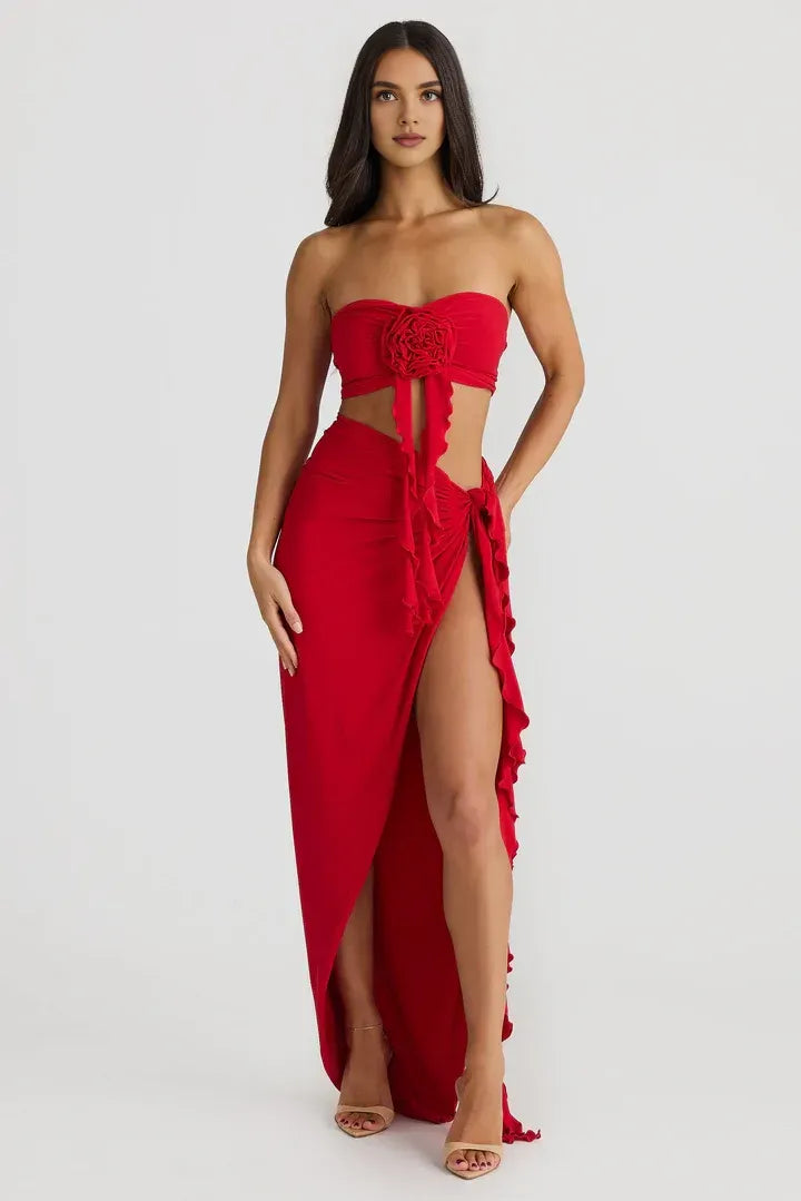 Fashionable Fitted Strapless Sleeveless Backless Floor-Length Prom Dress