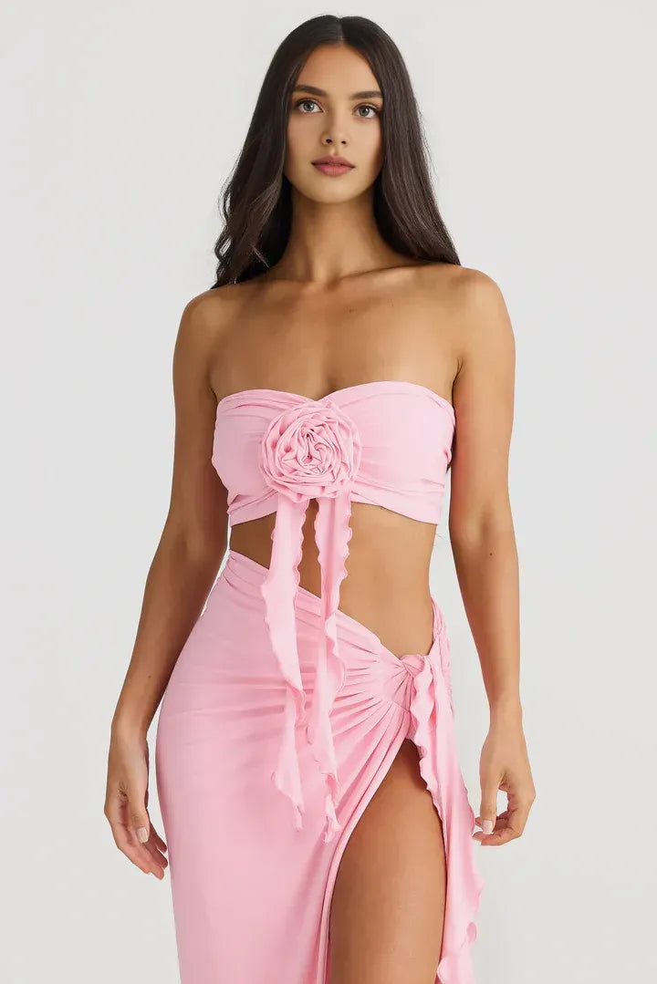 Fashionable Fitted Strapless Sleeveless Backless Floor-Length Prom Dress