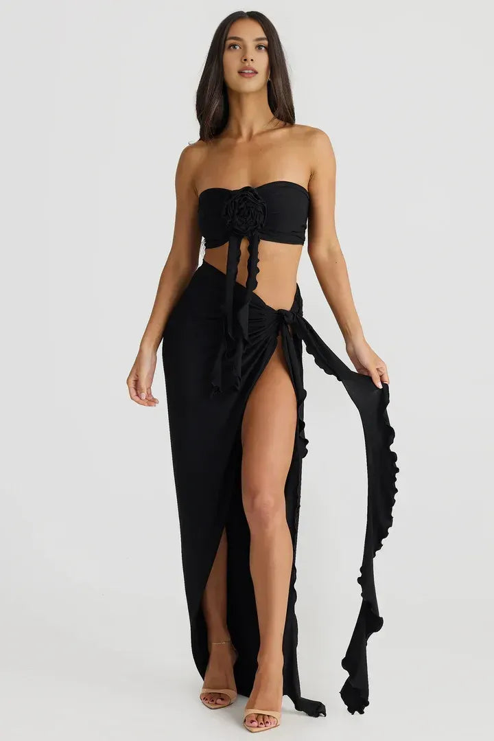 Fashionable Fitted Strapless Sleeveless Backless Floor-Length Prom Dress