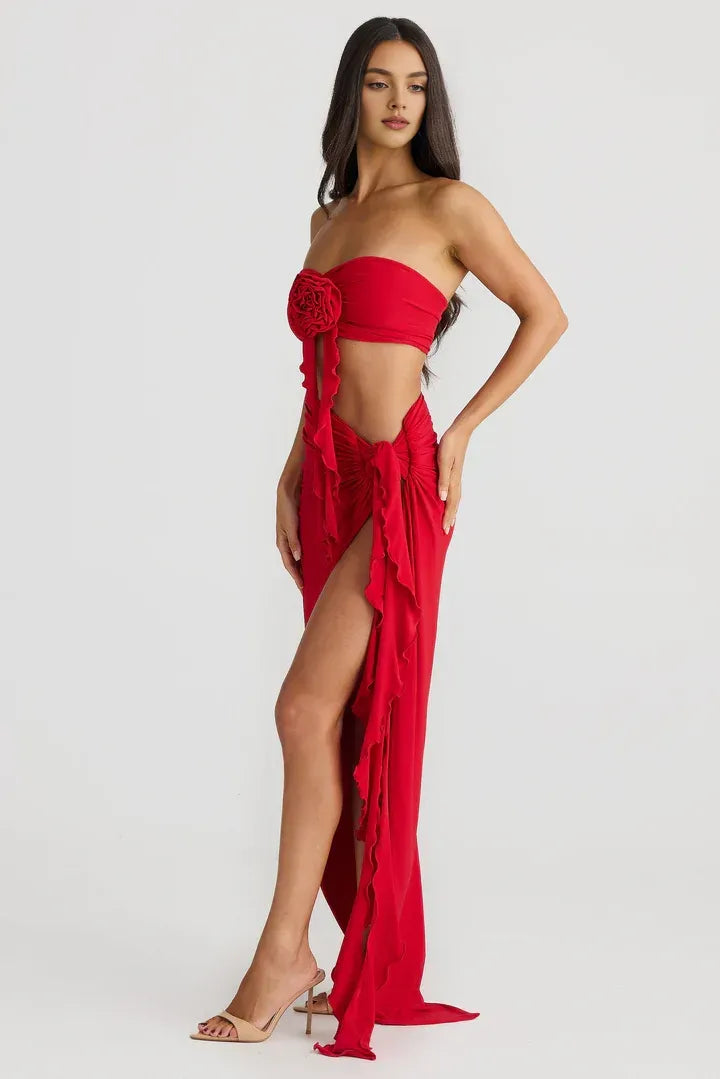 Fashionable Fitted Strapless Sleeveless Backless Floor-Length Prom Dress