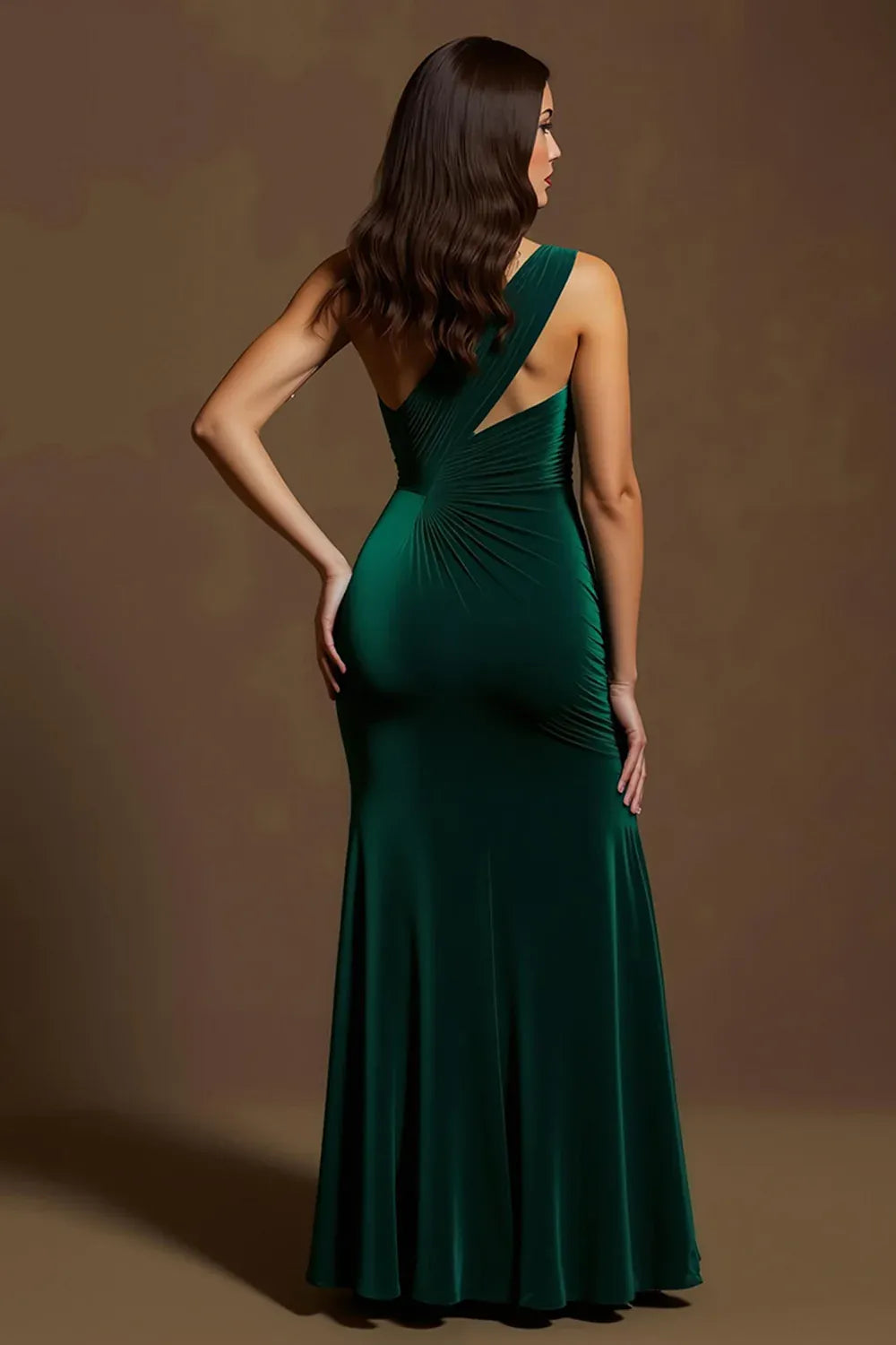Fashionable Mermaid/Trumpet One Shoulder Sleeveless Velvet Floor-Length Evening Dress