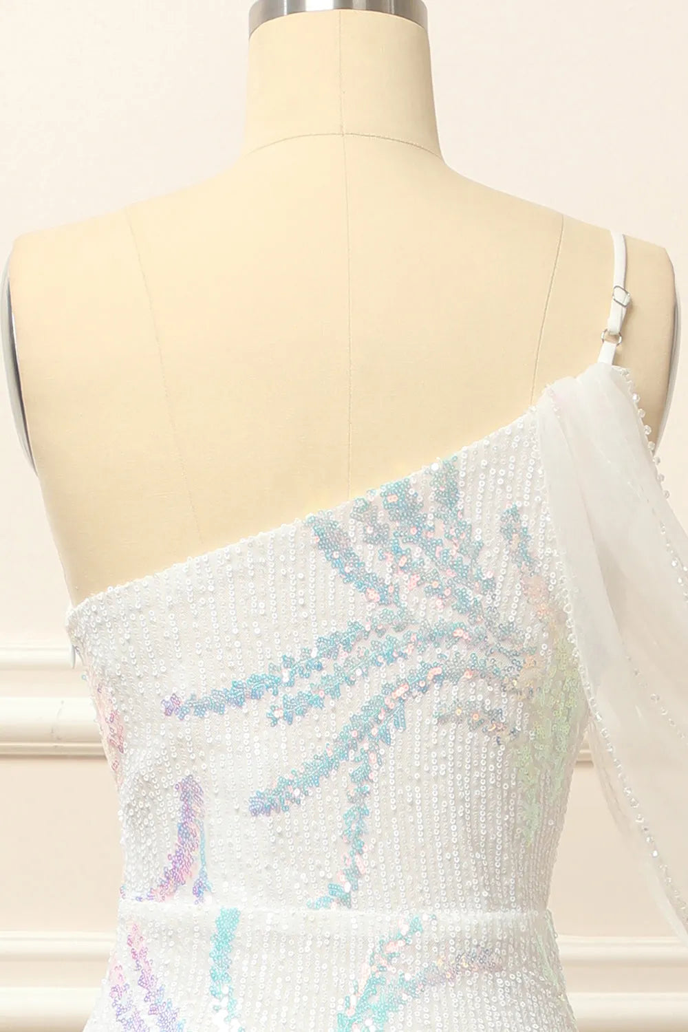 Floor Length Sequins One Shoulder Mermaid Prom Dress With Slit