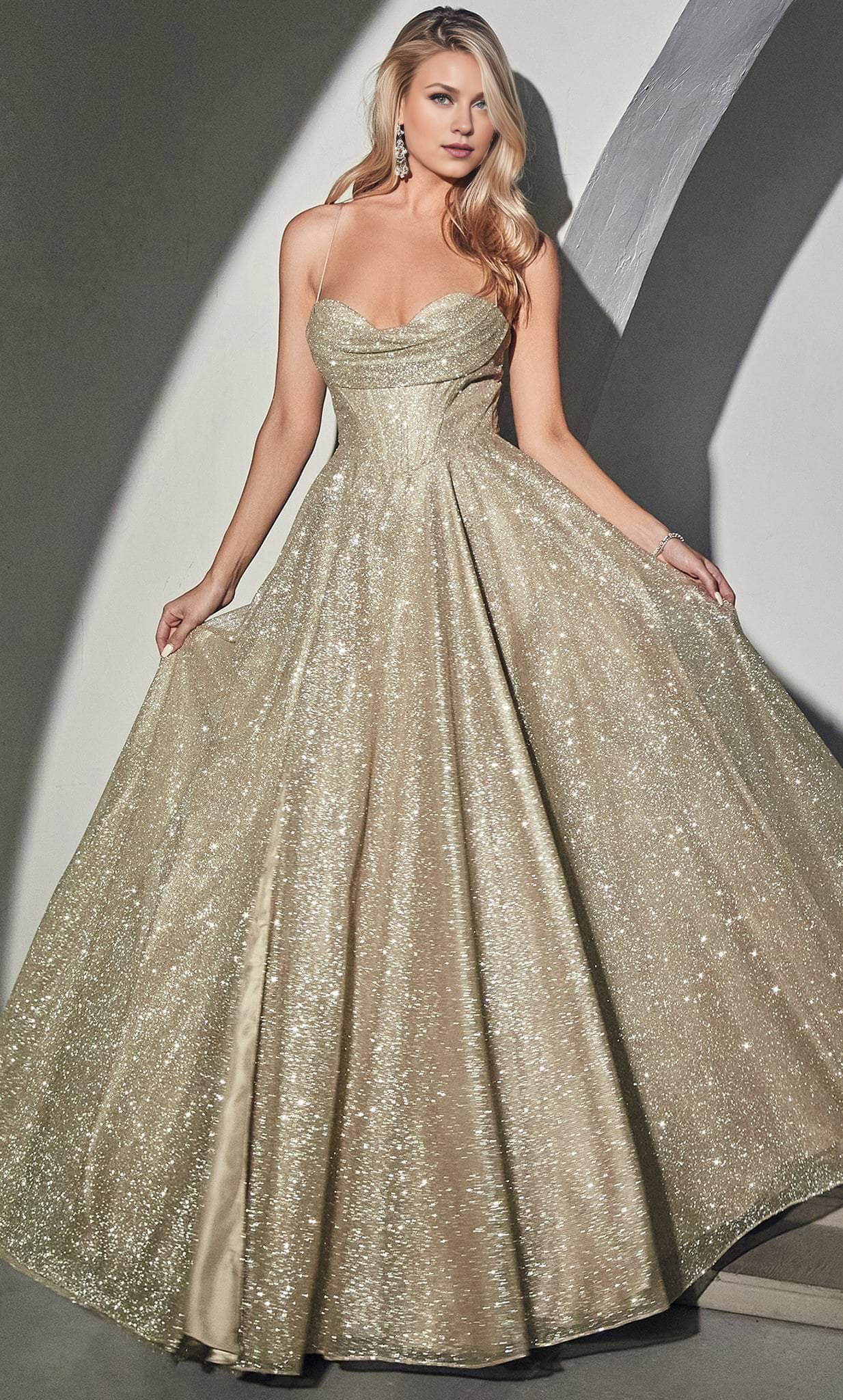 Robes de bal Boutiques Sweetheart Glitter A-Line Spaghetti Straps Robe de bal Longueur au sol avec fente haute Vêtements de bal Robe formelle pour femmes 