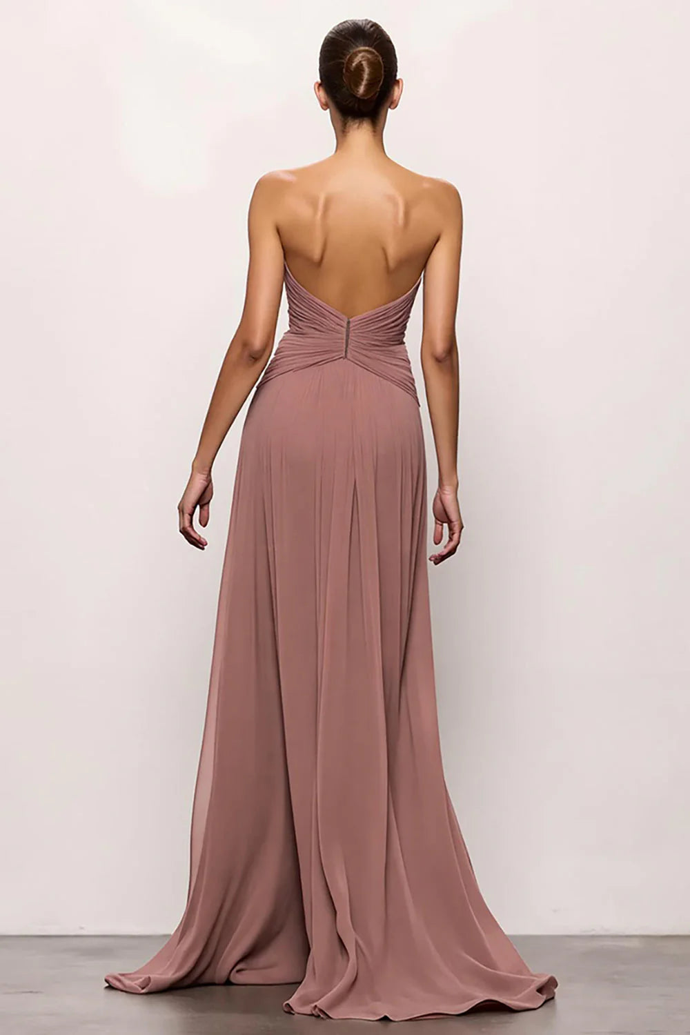 Flowy Mermaid/Trumpet Strapless Sleeveless Backless Sweep/Brush Train Prom Dress