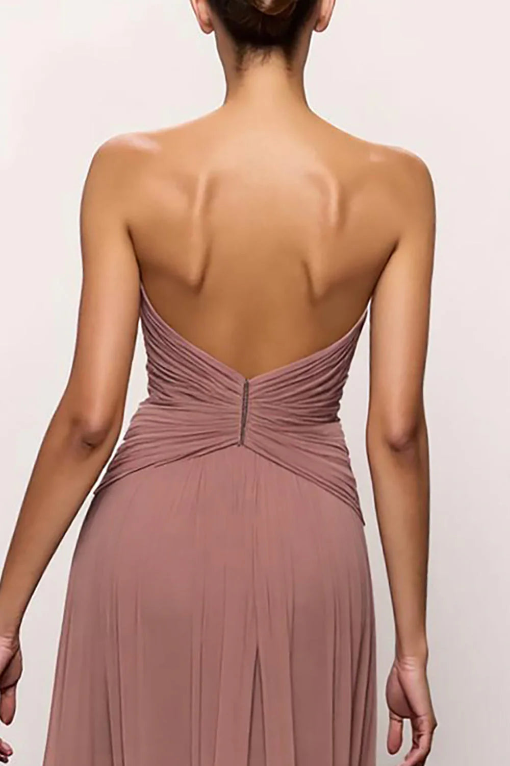 Flowy Mermaid/Trumpet Strapless Sleeveless Backless Sweep/Brush Train Prom Dress