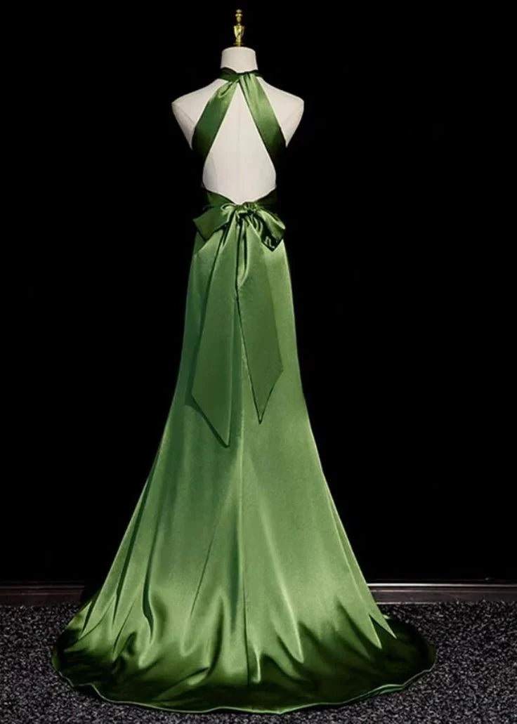 Weitese Dress Prom Dress Stores Elegant Halter Open Back Green A-Line Long Formal Party Dress Formal Women's Dresses