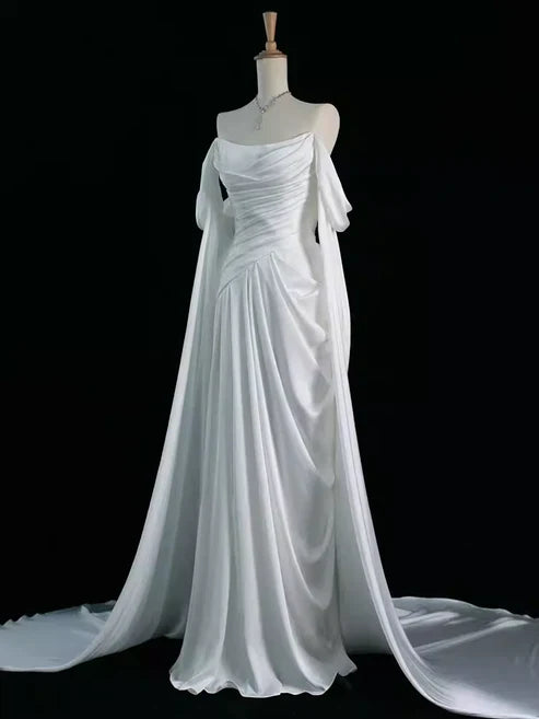 Weitese Dress Prom Dress Stores White Off Shoulder A-Line Long Formal Prom Dress Evening Gown Party Dress Formal Women's Dresses