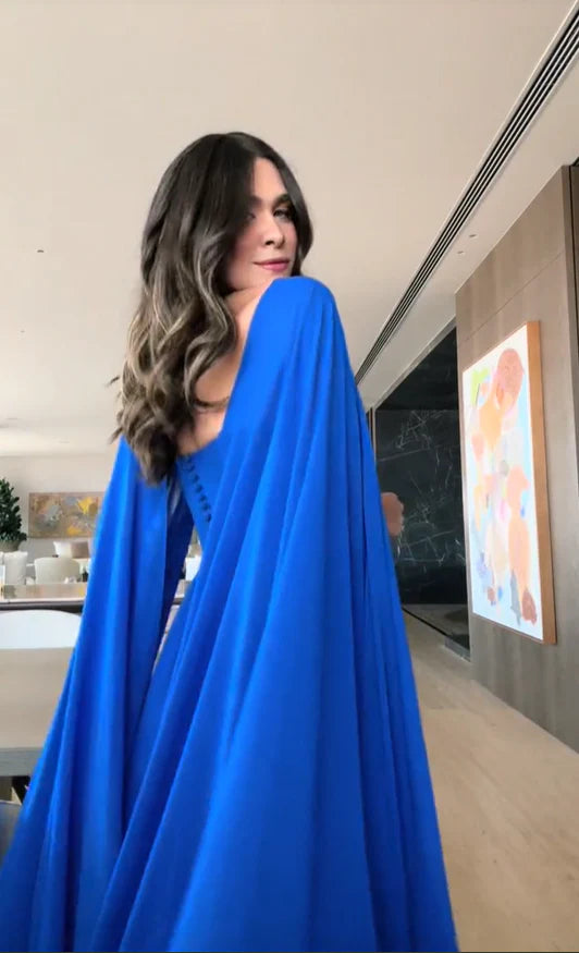 Weitese Dress Prom Dress Stores Royal Blue Cape Sleeves A-Line Long Formal Prom Dress Evening Gown Party Dress Formal Women's Dresses