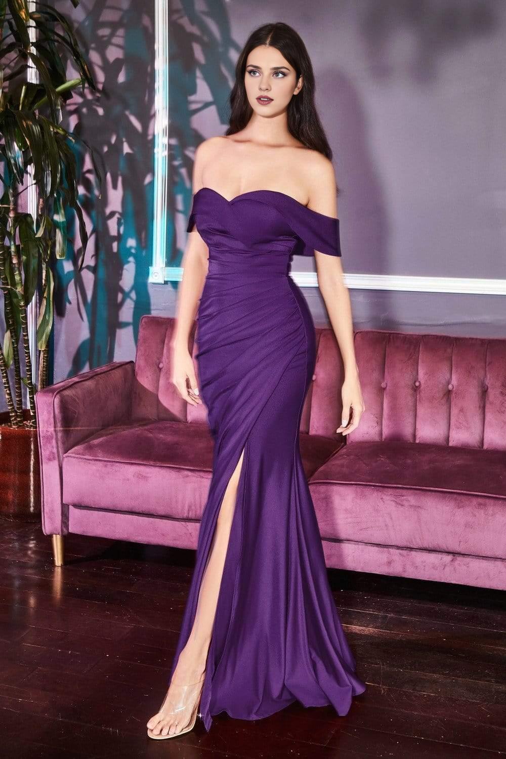 Formal Royal BlueDresses Off Shoulder Corset Scoop Neck With High Slit Prom Gown / Formal Wear Dresses