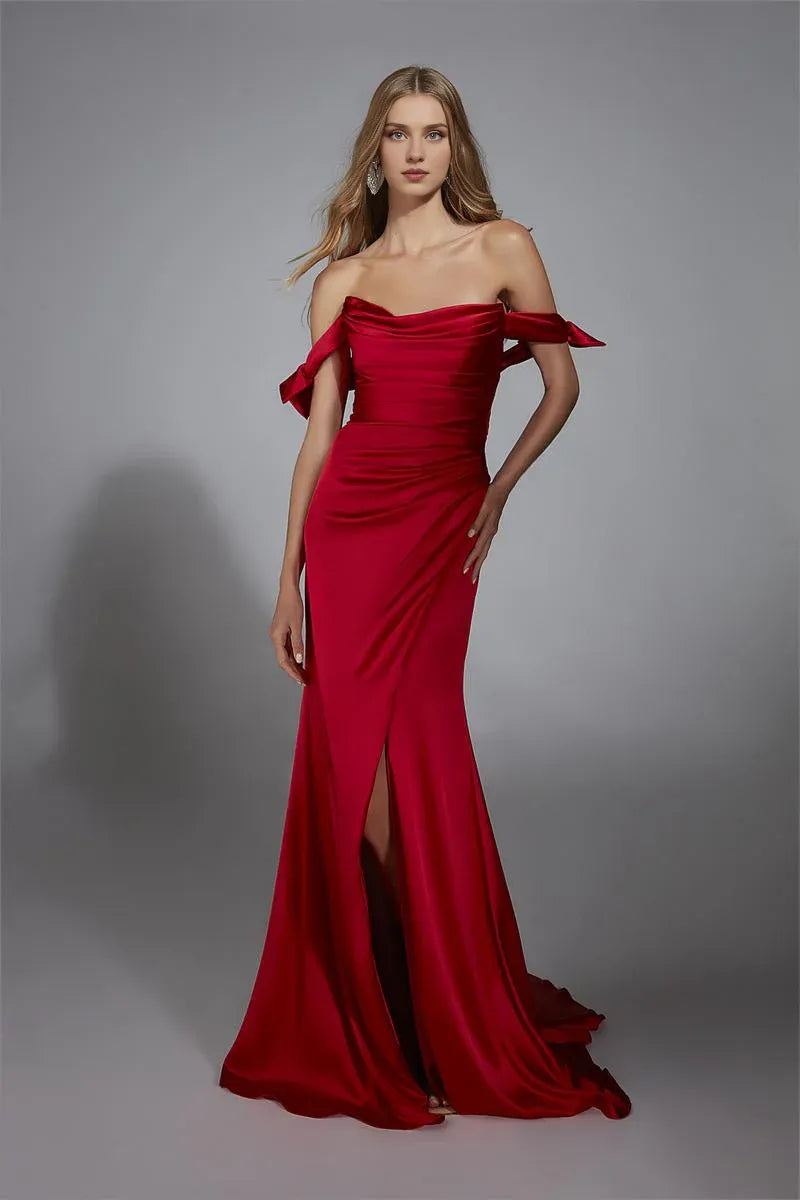 Formal Wear Dresses Any Holiday Occasion Sleeveless Off Shoulder Floor Length With Sexy Slit Prom Dress Prom Dresses Stores