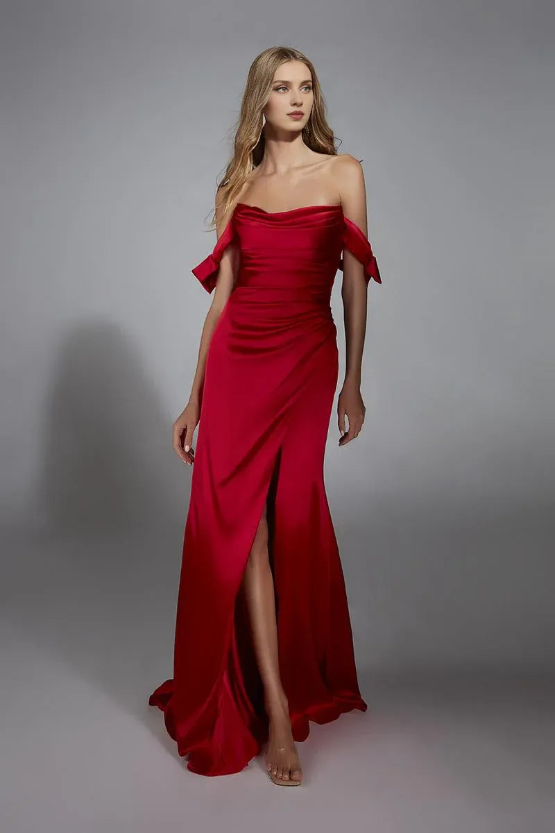 Formal Wear Dresses Any Holiday Occasion Sleeveless Off Shoulder Floor Length With Sexy Slit Prom Dress Prom Dresses Stores