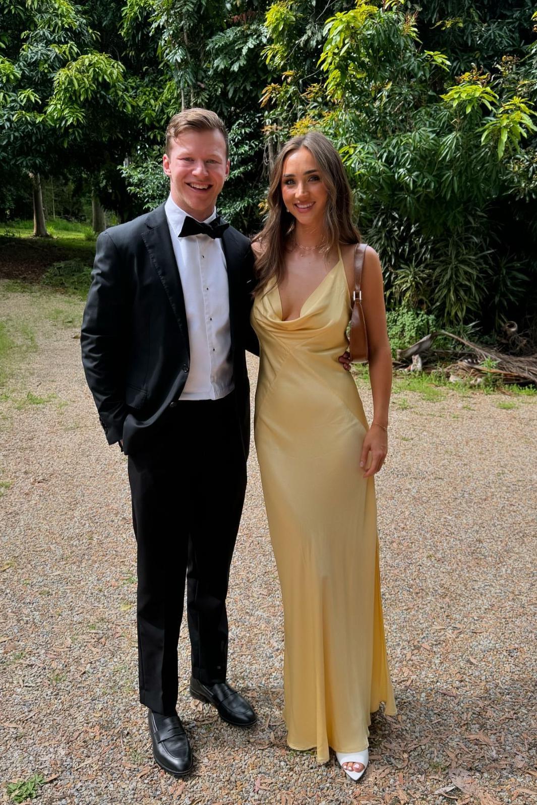 Formal Wear Dresses/Cowl Neck Yellow Soft Satin Sheath Dress Bridesmaid Dress