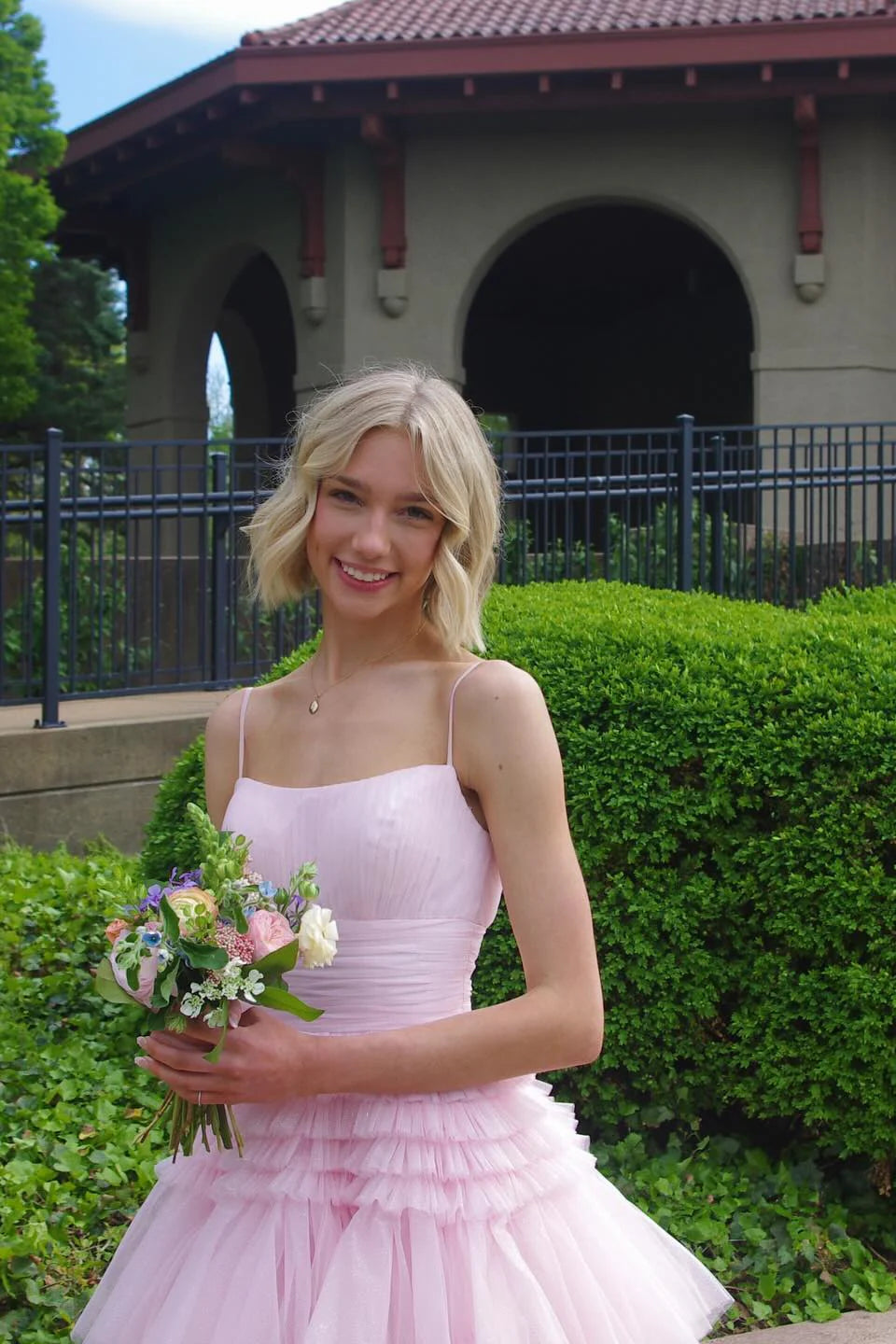 Formal Wear Dresses Spaghetti Straps Light Blue Tulle Ruffles A-line Formal Gown Prom Dress Stores With Prom Dresses