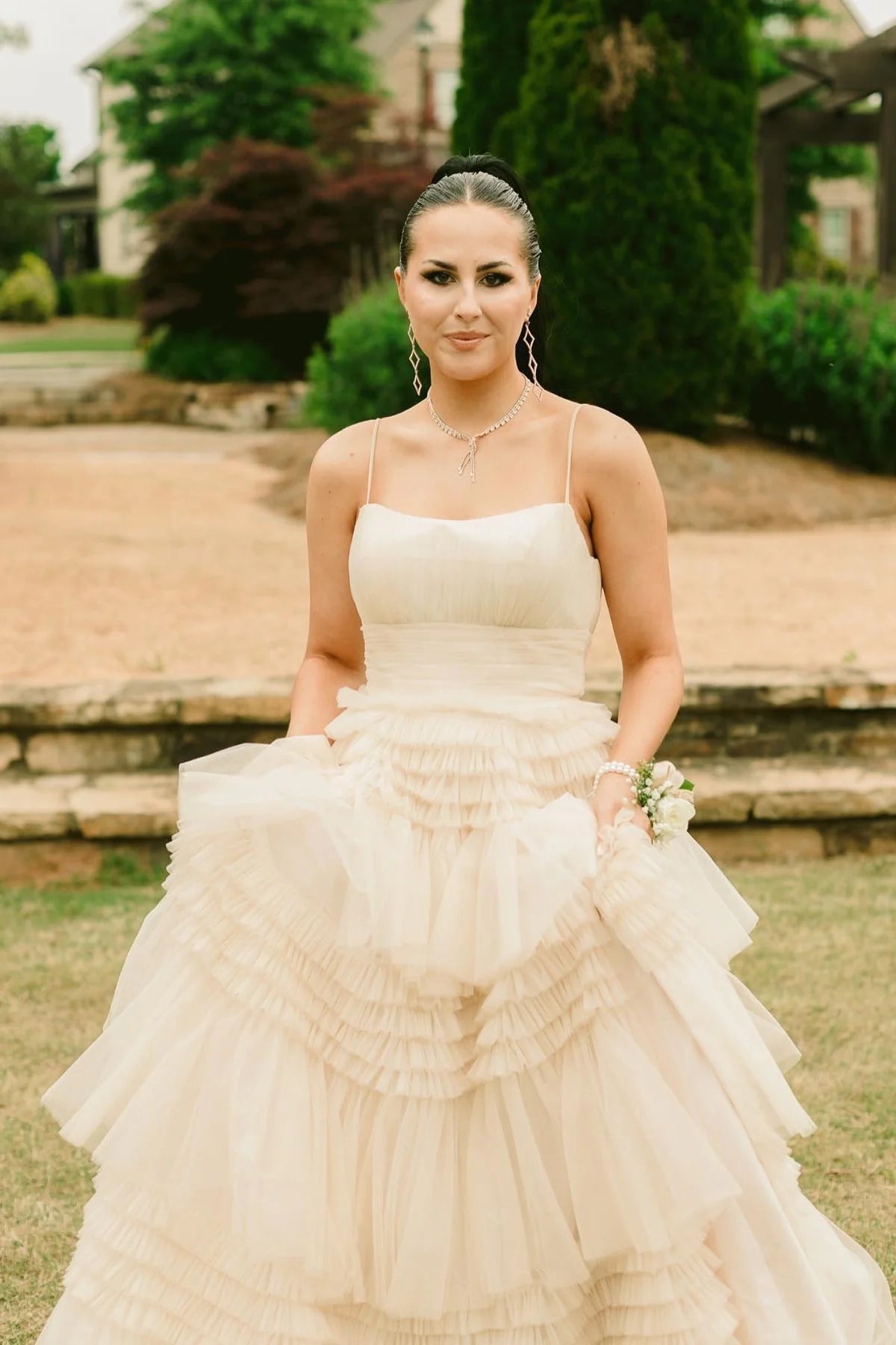 Robes de soirée à bretelles spaghetti, tulle bleu clair, volants, coupe trapèze, robes de bal, magasins proposant des robes de bal 