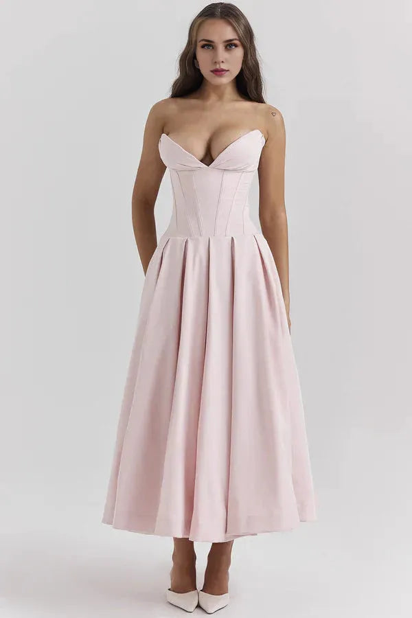 Formal Wear Dresses Womens Sexy Strapless Cocktail Dress Pleated Low Cut Maxi Prom Dresses Sexy Evening Dresses Prom Dresses Stores