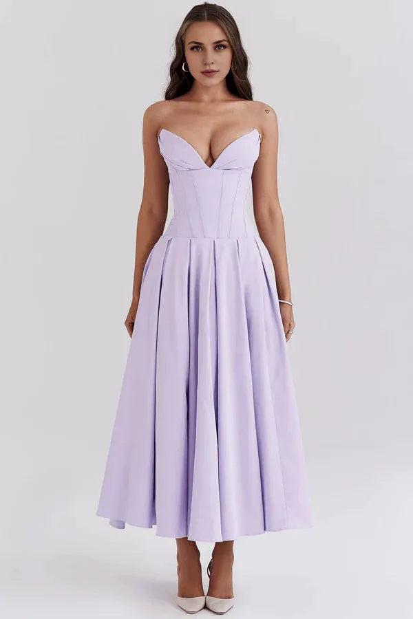Formal Wear Dresses Womens Sexy Strapless Cocktail Dress Pleated Low Cut Maxi Prom Dresses Sexy Evening Dresses Prom Dresses Stores