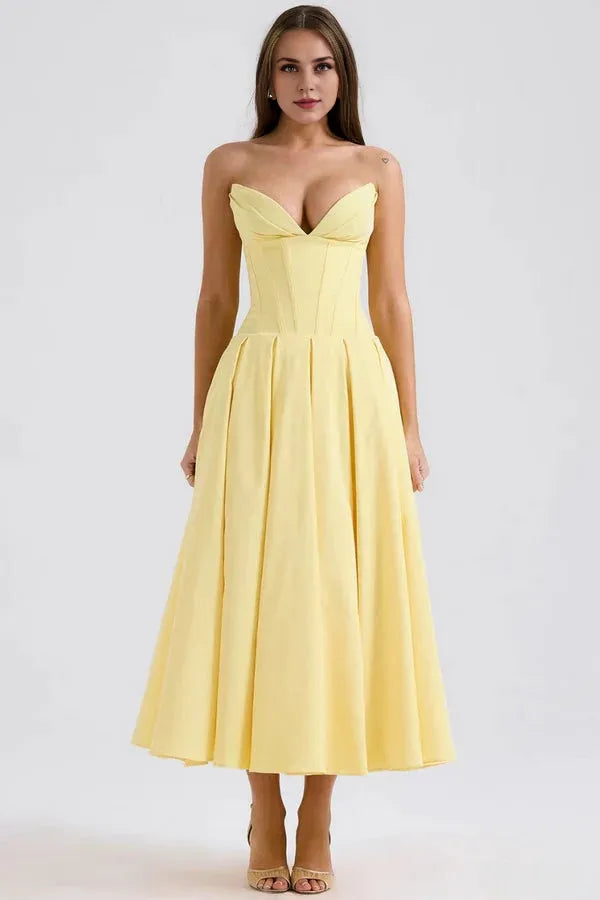 Formal Wear Dresses Womens Sexy Strapless Cocktail Dress Pleated Low Cut Maxi Prom Dresses Sexy Evening Dresses Prom Dresses Stores