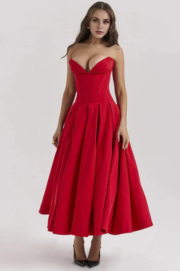 Formal Wear Dresses Womens Sexy Strapless Cocktail Dress Pleated Low Cut Maxi Prom Dresses Sexy Evening Dresses Prom Dresses Stores
