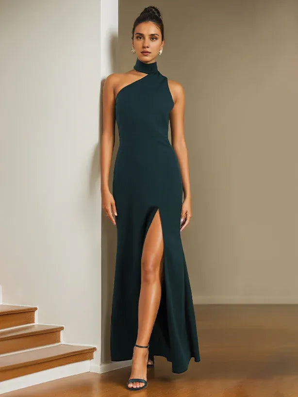 Robes de soirée formelles pour femmes, coupe trapèze/princesse, asymétrique, sans manches, longueur au sol, avec fente latérale, robes de bal. Boutiques de robes de bal 