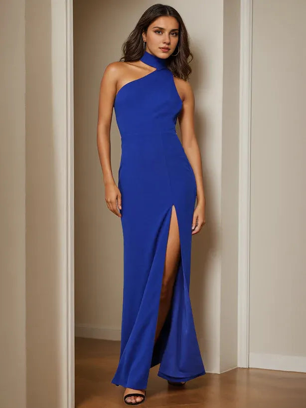 Robes de soirée formelles pour femmes, coupe trapèze/princesse, asymétrique, sans manches, longueur au sol, avec fente latérale, robes de bal. Boutiques de robes de bal 