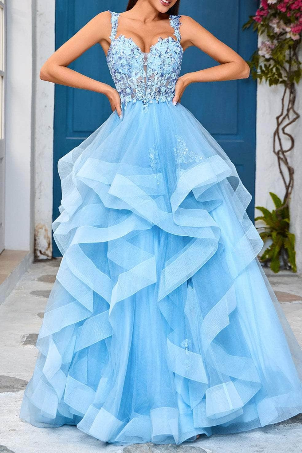 Robes de soirée formelles pour femmes, coupe trapèze/princesse, décolleté en cœur, jupe à volants, épaules dénudées, longueur au sol, dos nu, robes de bal. Boutiques de robes de bal 