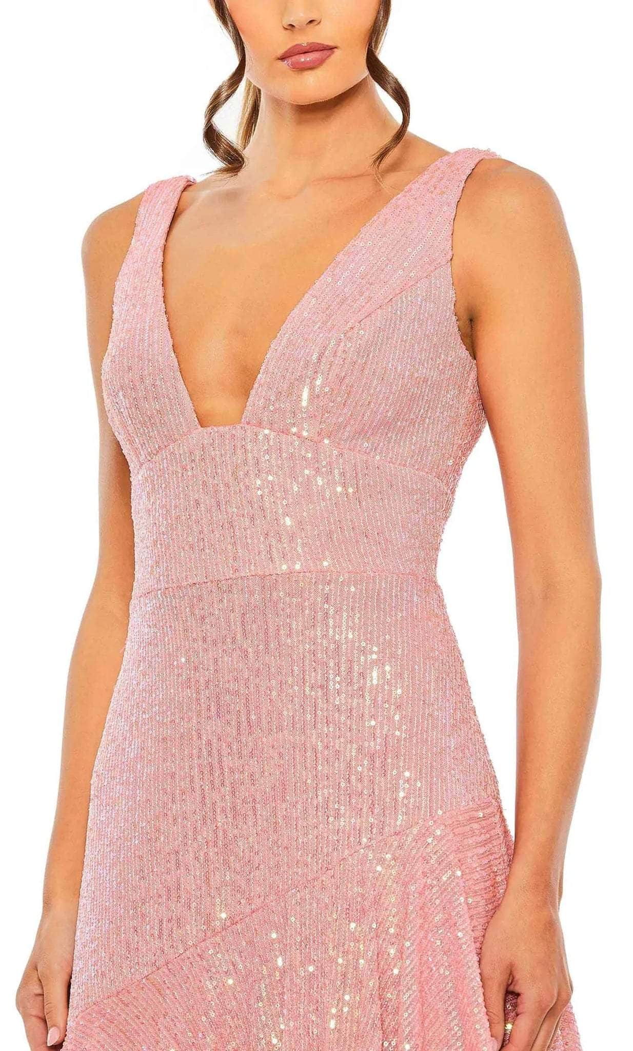 Formal Women's Dresses/ Asymmetrical Ruffle Low V-Neck Sleeveless Prom Dress/ Prom Dress In Store