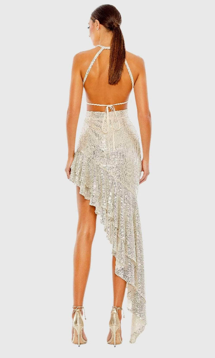 Formal Women's Dresses/ Cutout Bodice Asymmetrical  Ruffled Hem Sleeveless Sequins Evening Dress Prom Dress/ Dress For Formal