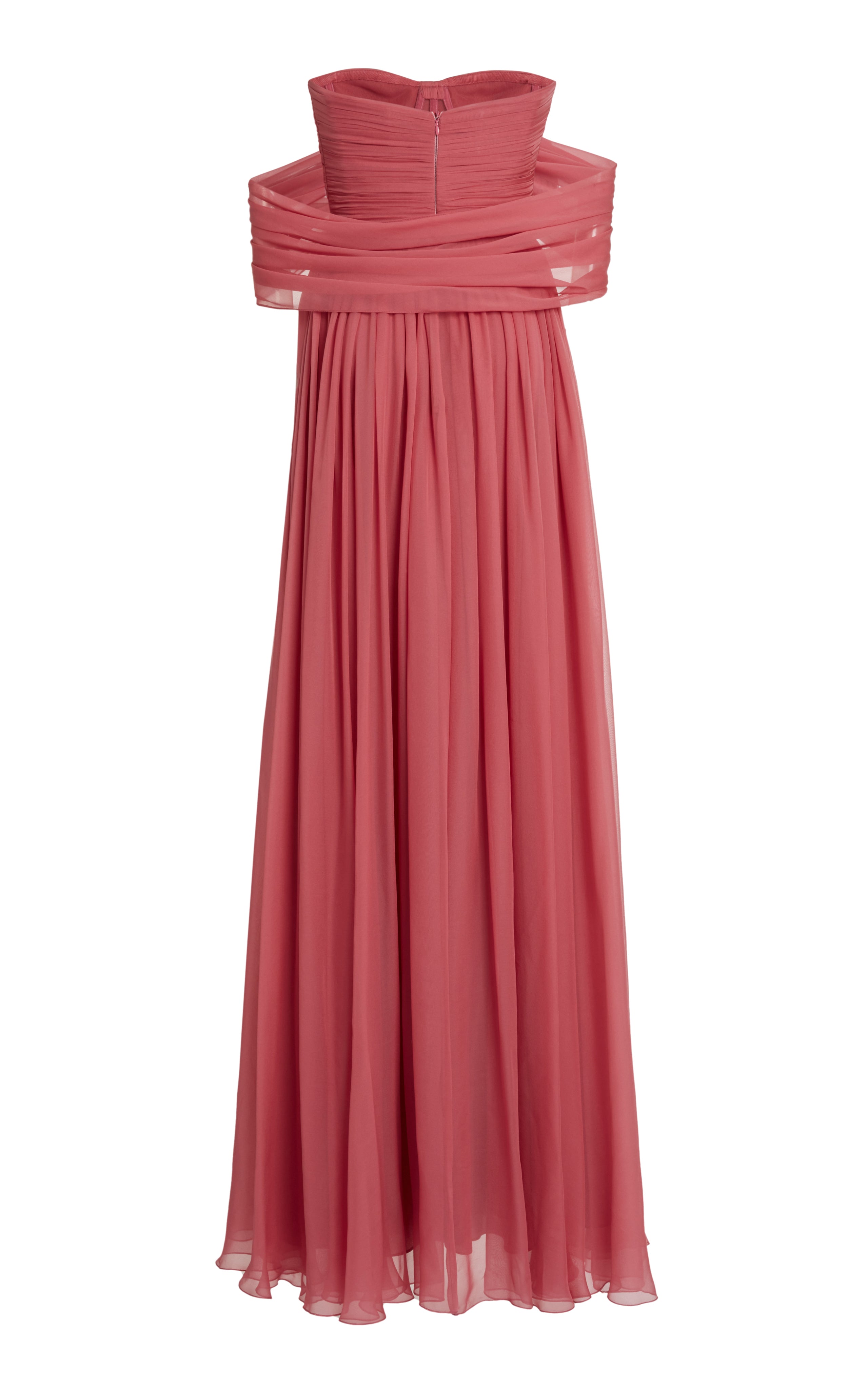 Formal Women's Dresses Dusty Rose Off-The-Shoulder Sleeveless Chiffon With Side Slit Maxi Prom Dress