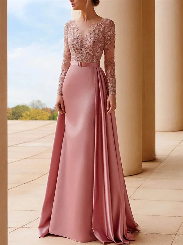 Formal Women's Dresses Elegant Lace Women's Solid Color Embroidery Prom Dress Free Custom Size Mother of the Bride Dress