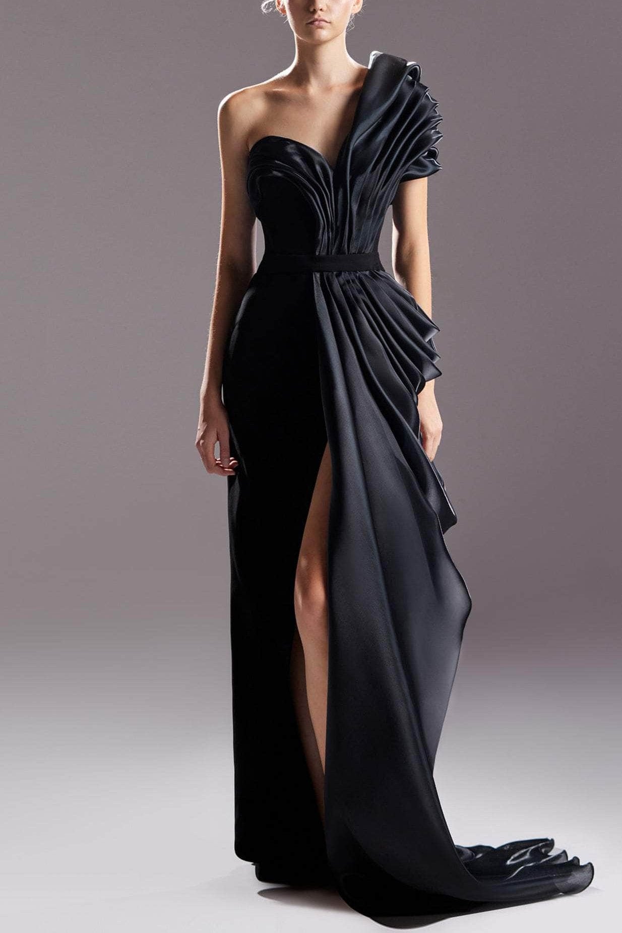 Formal Women's Dresses Handmade Asymmetrical Drape Evening Gown Prom Dress Floor Length Prom Dresses Stores