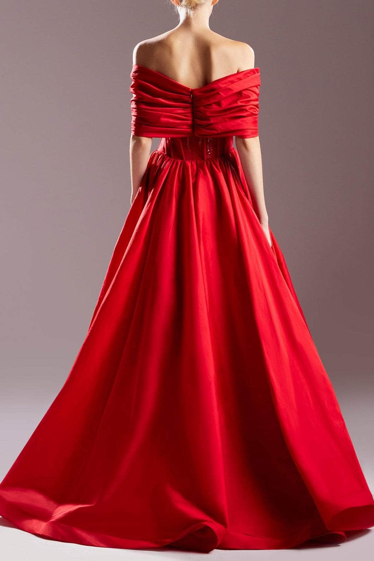 Formal Women's Dresses Handmade Draping Detailed Off-Shoulder Prom Gown A-line Floor Length Prom Dresses Stores