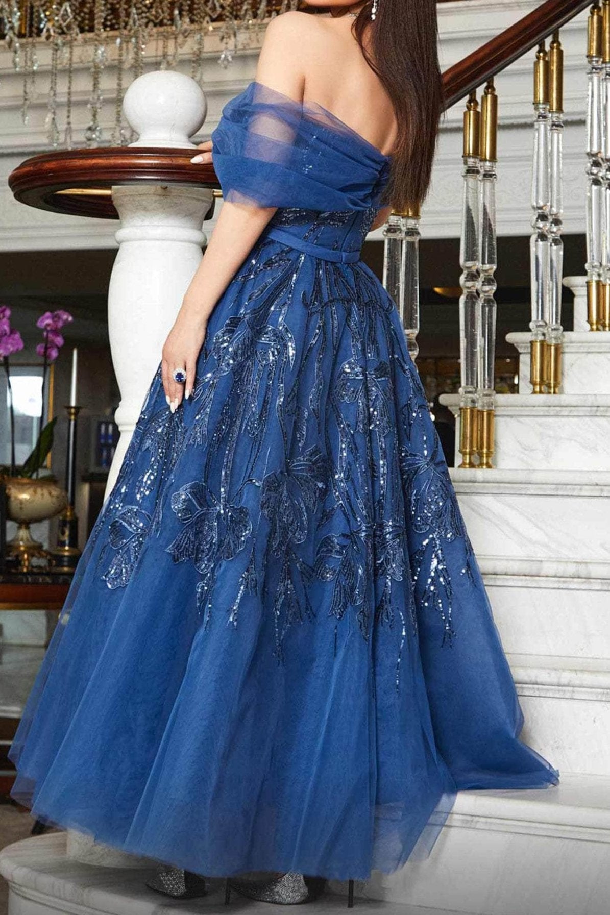 Formal Women's Dresses Handmade Off Shoulder Tea Length Dress Sleeveless A-line Plain Evening Dress Prom Dresses Stores