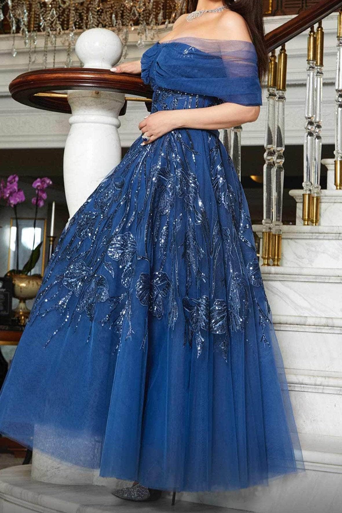 Formal Women's Dresses Handmade Off Shoulder Tea Length Dress Sleeveless A-line Plain Evening Dress Prom Dresses Stores