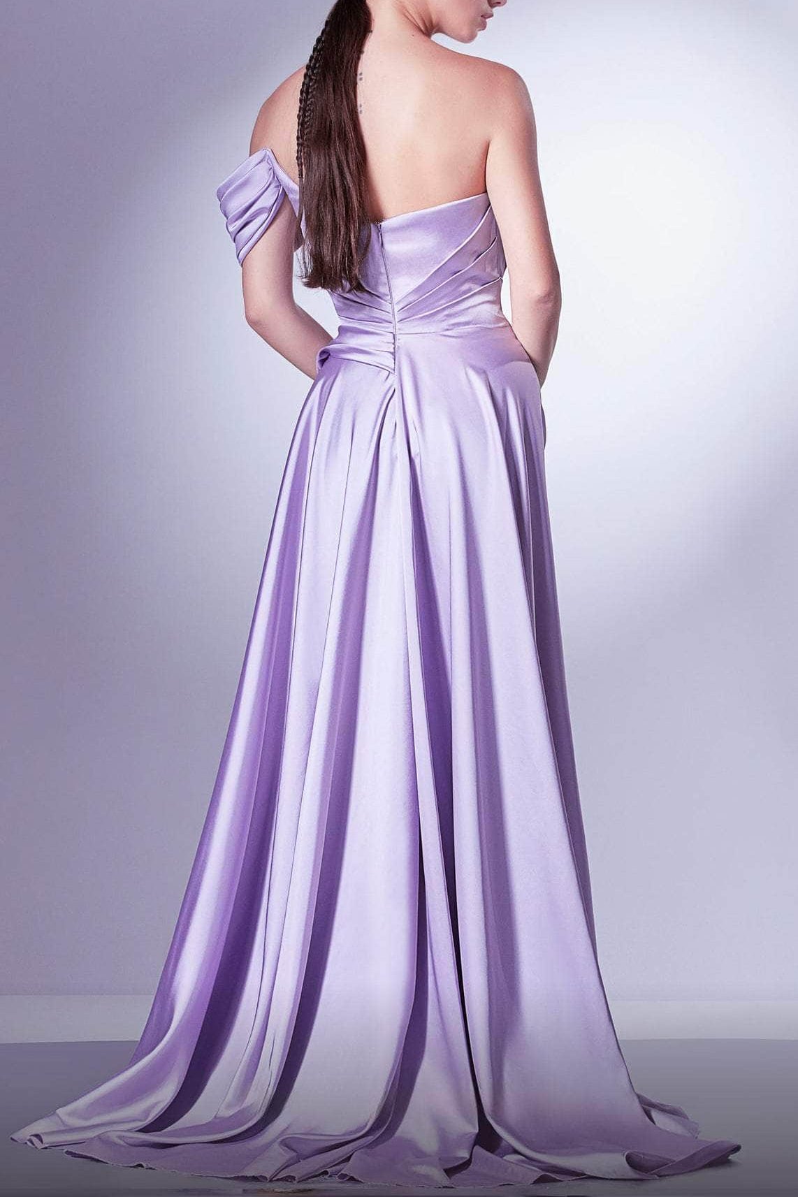 Formal Women's Dresses Handmade Pleated Detail One-Sleeve Prom Dress Plain With Slit Evening Dress Prom Dresses Stores
