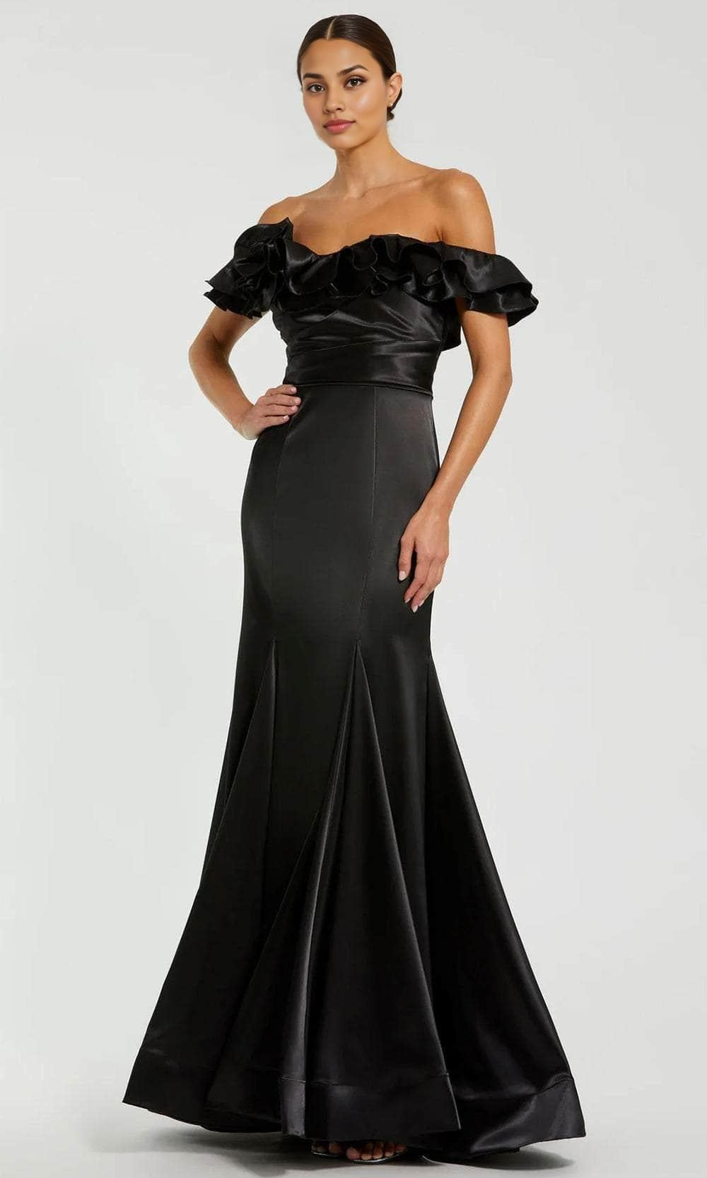 Formal Women's Dresses Handmade Ruffle Trimmed Off Shoulder Prom Dress Floor Length Formal Dresses Prom Dresses Stores