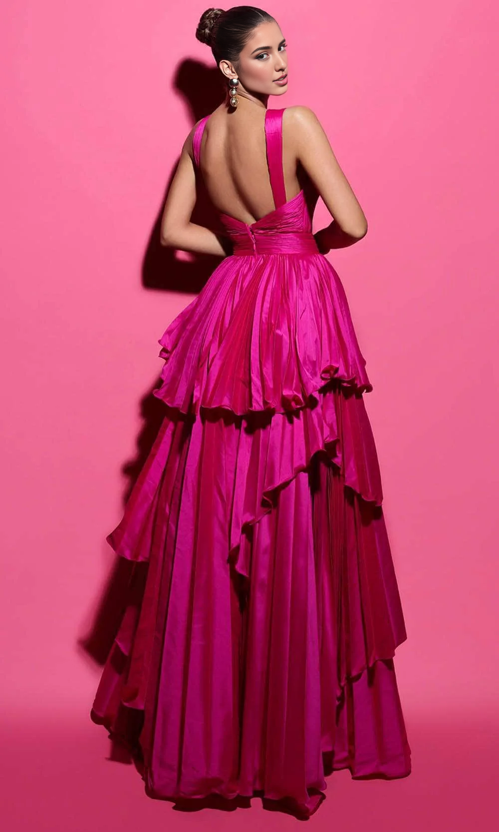 Formal Women's Dresses Handmade Sleeveles V Neck Evening Gown Prom Dress With Multi Layer Floor Length Evening Dress Prom Dresses Stores