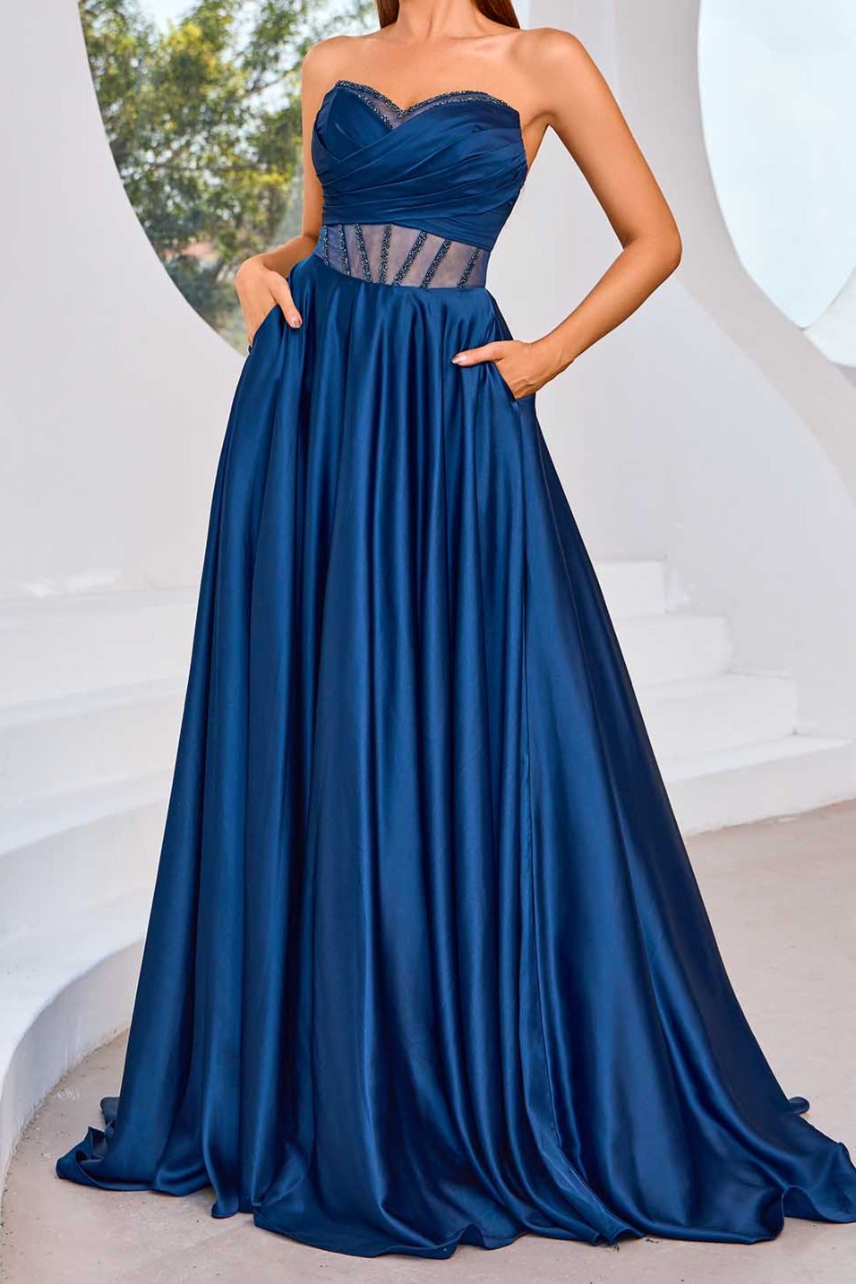 Robes de soirée trapèze plissées faites à la main pour femmes, robe de bal sans manches, longueur au sol, robes de bal trapèze, magasins 