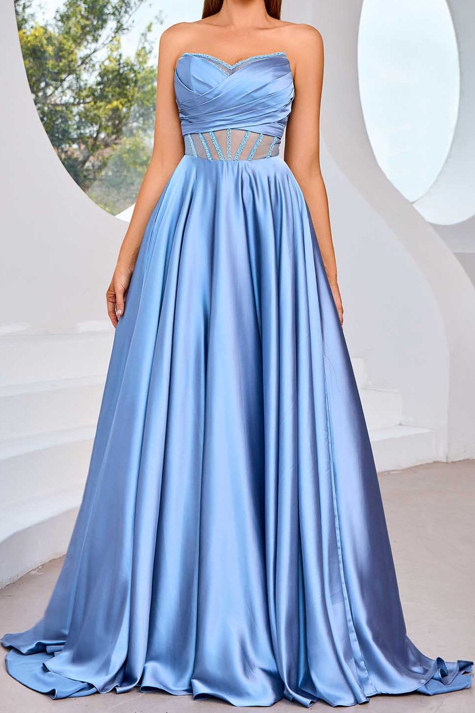 Robes de soirée trapèze plissées faites à la main pour femmes, robe de bal sans manches, longueur au sol, robes de bal trapèze, magasins 