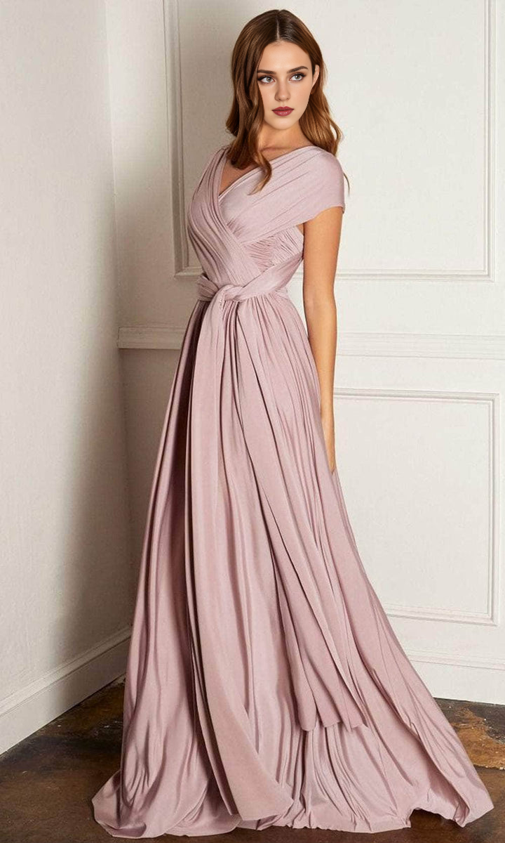 Robes de soirée formelles pour femmes / Robe de soirée sans manches à col en V froncé Robe de bal trapèze dos nu / Robe de bal en magasin 