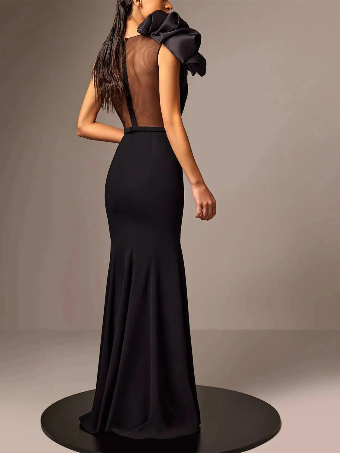 Formal Women's Dresses Trumpet/Mermaid Sleeveless Satin Evening Dresses With Flower Prom Dress Prom Dress Shops