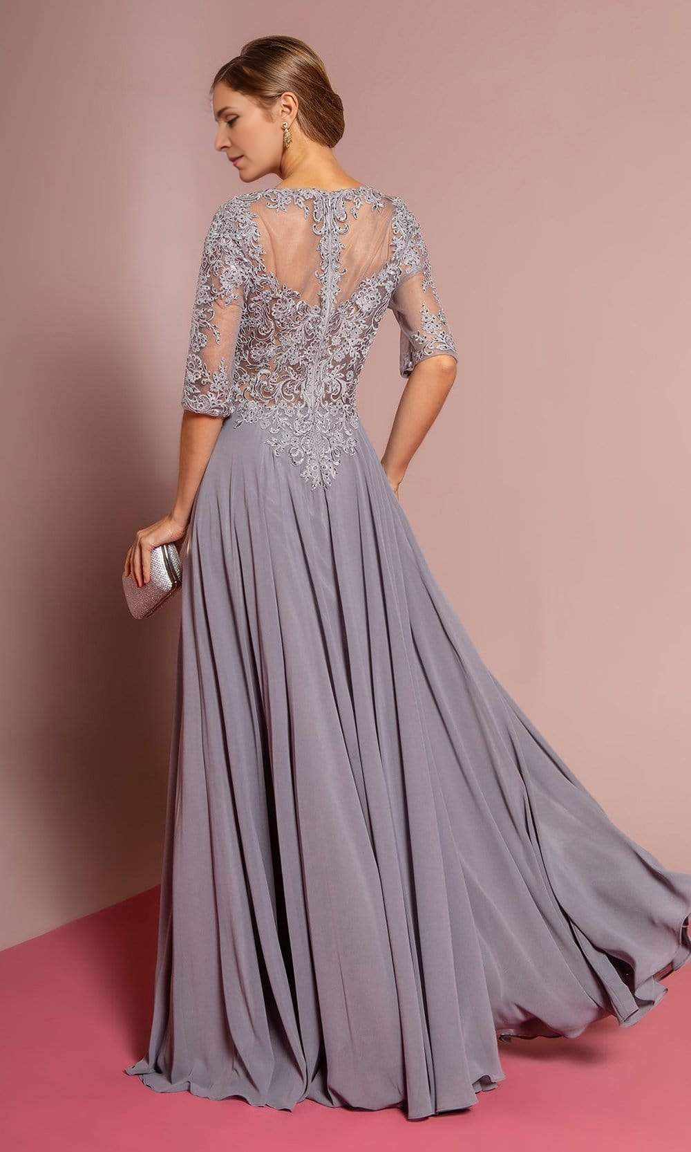 Formal Women's Dresses Handmade Half Sleeve Embroidered Illusion Lace Gown A-line Prom Dress Mother of the Bride Dress Prom Dresses Stores