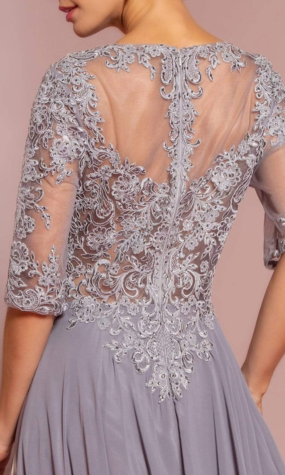 Formal Women's Dresses Handmade Half Sleeve Embroidered Illusion Lace Gown A-line Prom Dress Mother of the Bride Dress Prom Dresses Stores