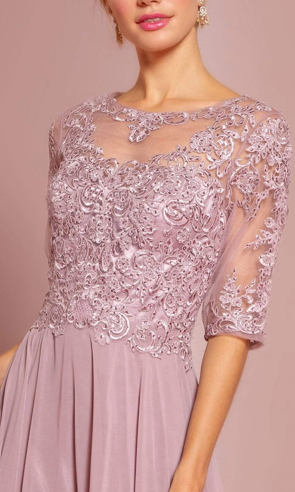 Formal Women's Dresses Handmade Half Sleeve Embroidered Illusion Lace Gown A-line Prom Dress Mother of the Bride Dress Prom Dresses Stores