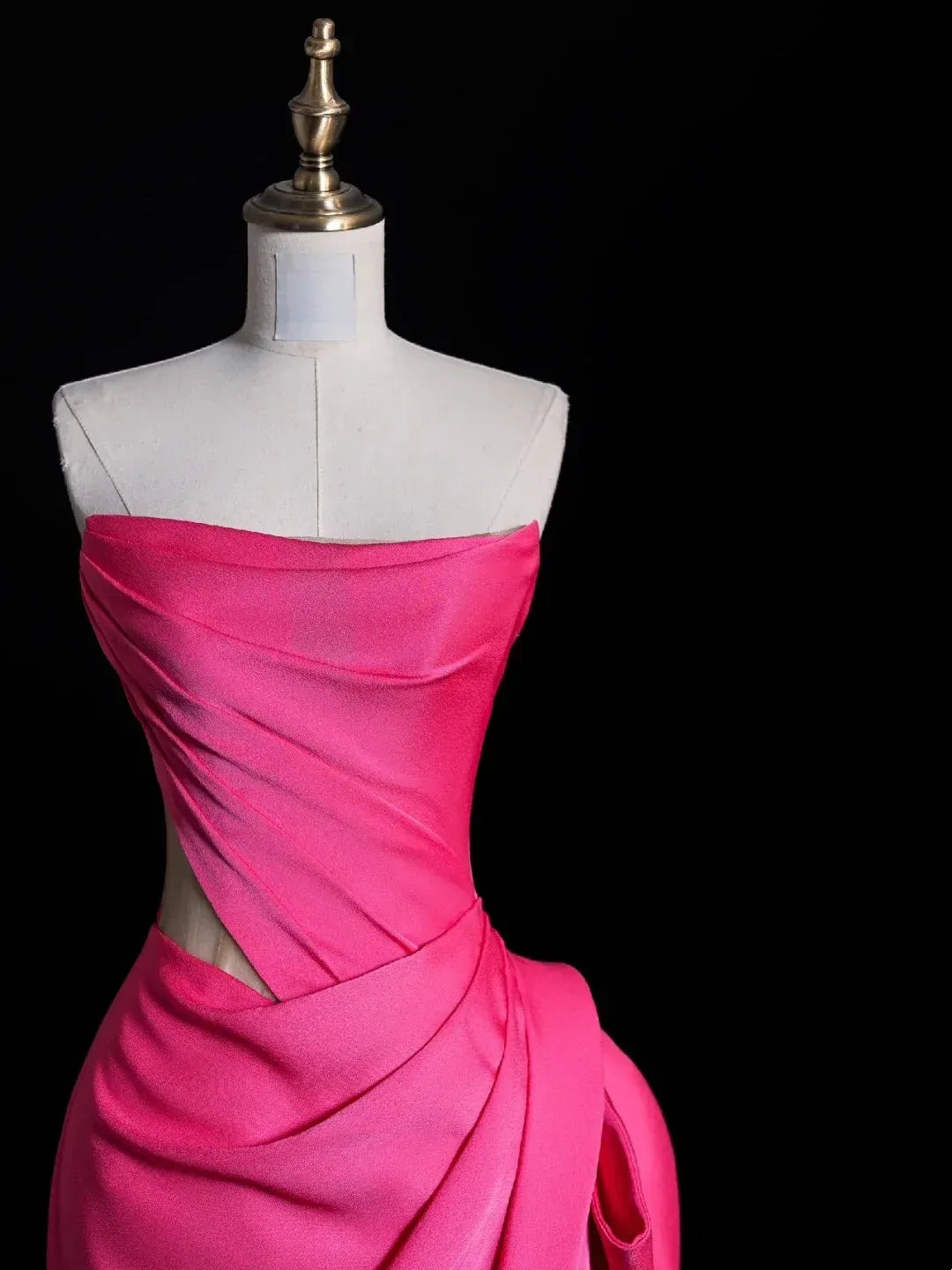Full length fuchsia mermaid formal dress, elegant and glossy.