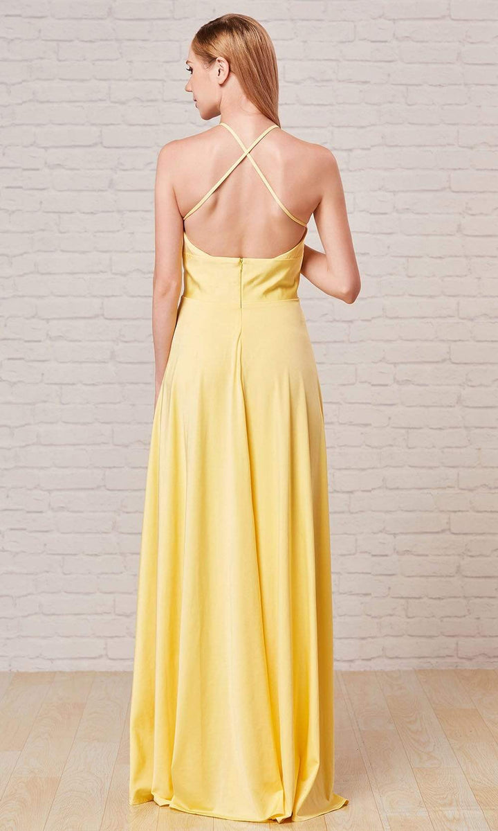 Gowns Evening Dresses/ Spaghetti Straps Plunging V-Neck Scoop Back High Slit Prom Dress/ Evening Dresses/ Formal Women's Dresses/ Prom Dress Shops