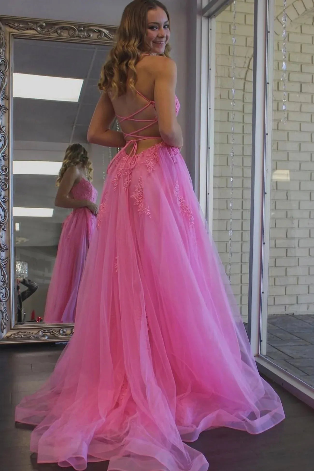 Glamorous A-Line Sweetheart Neck Sleeveless Tulle Maxi Prom Dress
