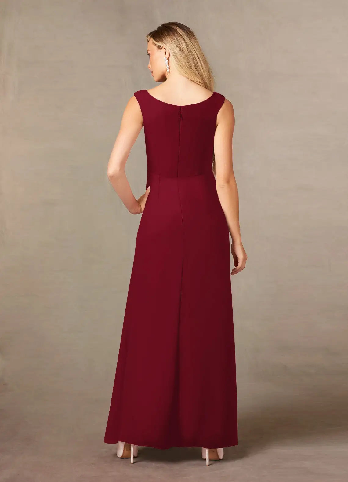 Glamorous A-Line Scoop Neck Sleeveless Back Zip Floor-Length Mother of the Bride Dress