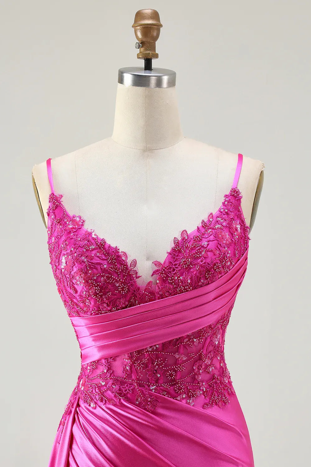Glamorous Mermaid Corset Sleeveless Satin Appliqued Floor-Length Prom Dress